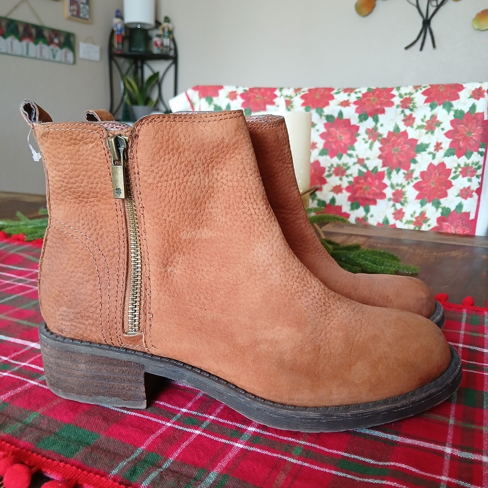 Lucky Brand Brown Tan Leather Ankle Boots